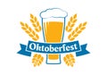 Oktoberfest logo, label or icon. Beer festival badge. Alcohol drink, brewery, bar design element with beer glass Royalty Free Stock Photo